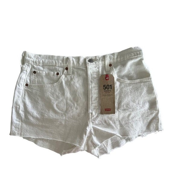 Levi's 501 Original High Rise Womens White Button Fly Jean Shorts Size 3… - Picture 1 of 7